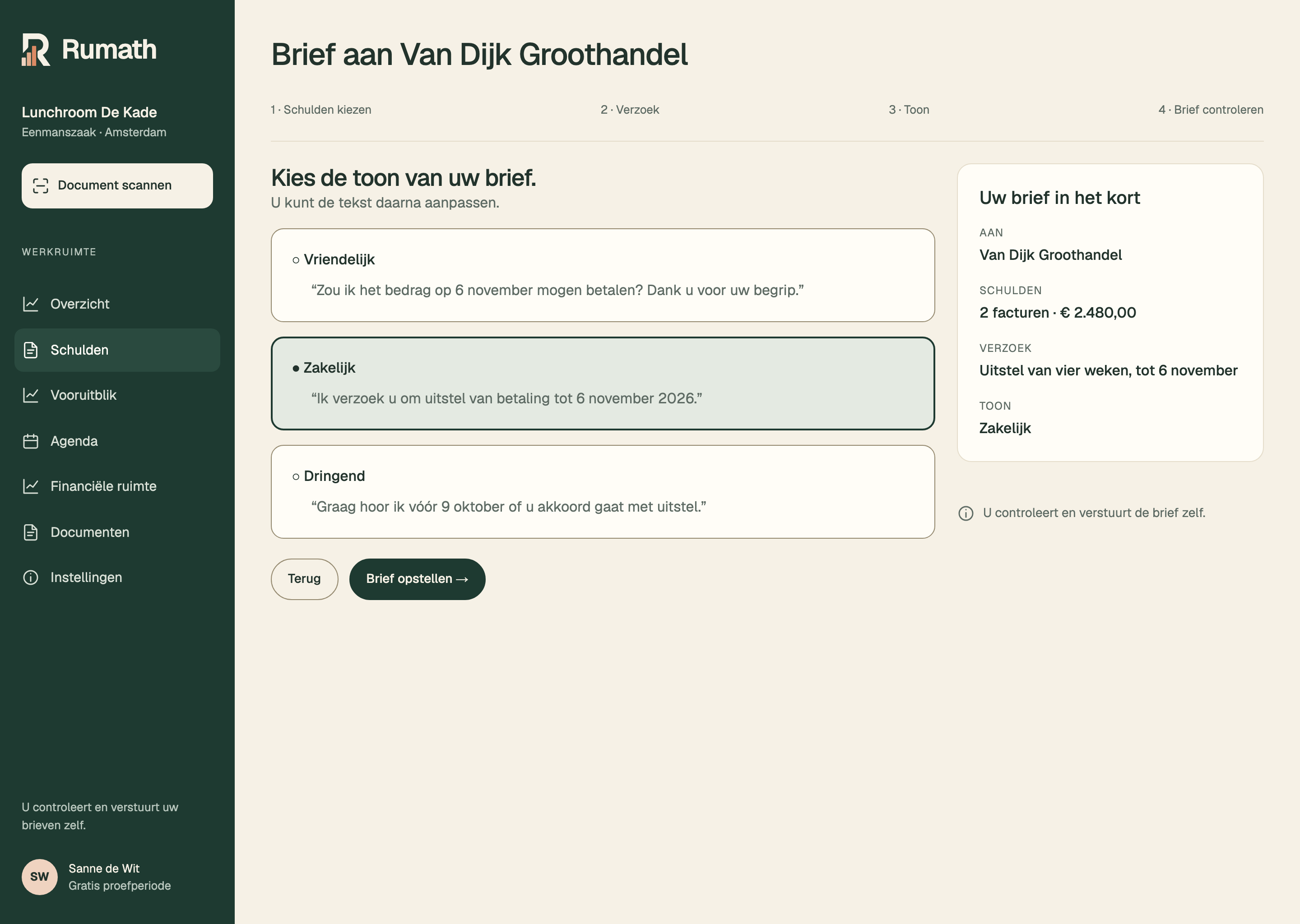 Voorbeelden van een vriendelijke, zakelijke en dringende formulering van een verzoek om uitstel.